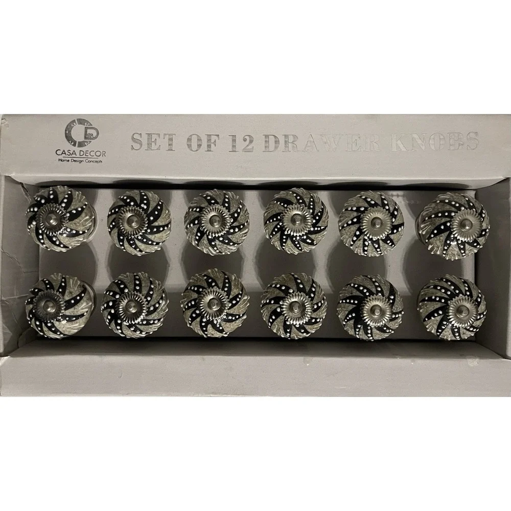 CASA DECOR Home Design Ceramic Drawer Knobs / Pulls Set of 12